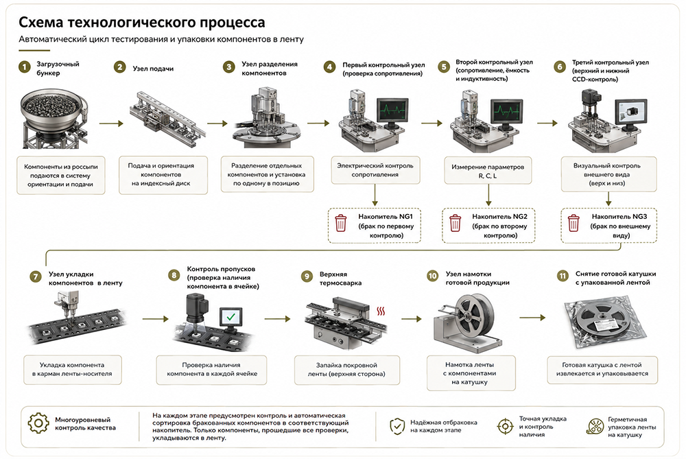 Схема сборки, вертикального позиционирования и регулировки полного хода измерительных щупов
