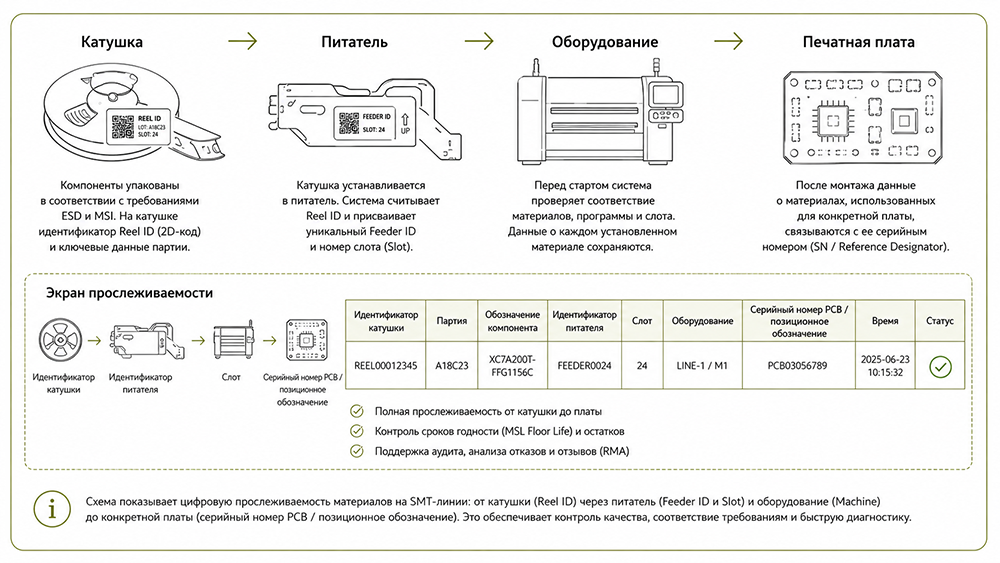Схема прослеживаемости на SMT-линии